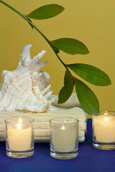 Bath Decoration with Candles and Seashell