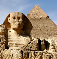 Sphinx and pyramid in Giza